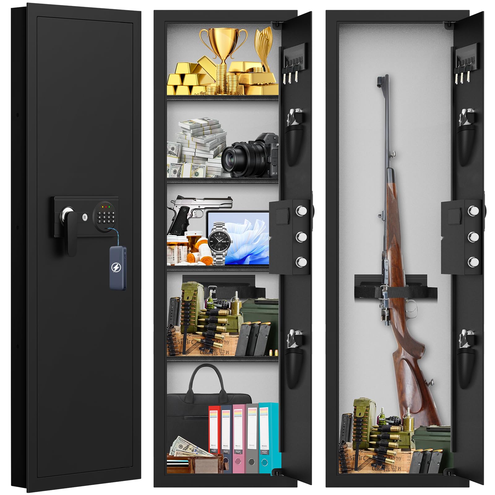 Photo 1 of ***FINAL SALE/NO RETURN, VIEW NOTES*** 51.18" Tall Fireproof Wall Safes Between the Studs 16" Centers, Heavy Duty Combination Lock in Wall Safe with Removable Shelf, Hidden Safe for Valuables Jewelry Money Certificat