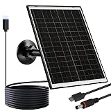 FUTUREZEN 10W Solar Panel for Security Camera, Trail Camera, Type-C Device, Solar Charger with USB-C, Micro USB & DC 5.5x2.1mm Port, IP66 Waterproof, Adjustable Mount, 7.2FT Cable