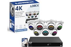 Lorex 4K 16 Channel (16 Wired or 16 Fusion Wi-Fi) 4TB NVR System | 7 White 4K Dome Cameras (No Cables) | Smart Security Lighting | Person & Vehicle Detection | Color Night Vision | IP67 Weatherproof