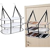 CINPIUK 3-Tier Upgrade Sweater Drying Rack Over The Door, Foldable Mesh Hanging Dryer Flat with Hooks, Large Breathable Laundry Drying Hanger, Clothes Lay Flat Dryer for Apartments Dorms Bathrooms