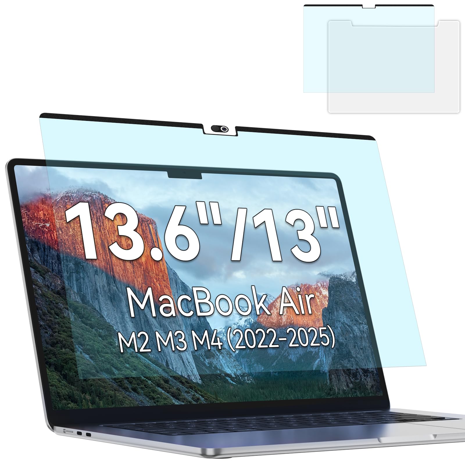 Photo 1 of Magnetic Anti Blue Light Screen Protector for MacBook Air 13.6/13 Inch (2022-2025, M2, M3, M4), Removable MAC 13.6" Computer Film, Eye Protection Glare Laptop Screen Protector