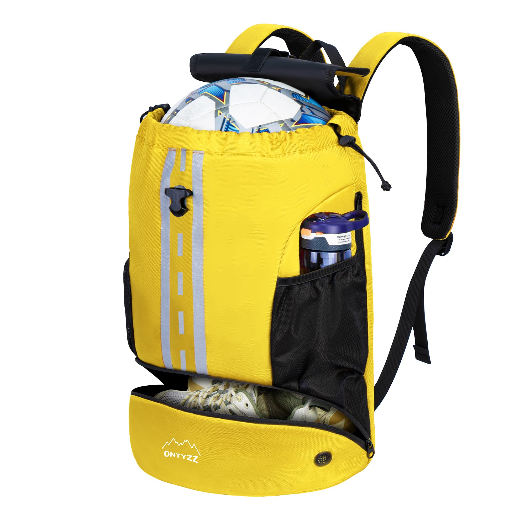 ONTYZZ Football Bag Drawstring Backpack with Shoes Compartment Sports Rucksack Waterproof with Dry-wet PE Bag for Volleyball Basketball Swimming Beach Gym Sack