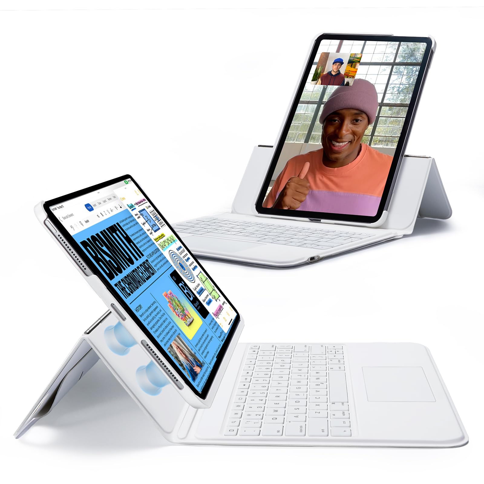 Photo 1 of ESR Ascend Keyboard Case, iPad Case with Keyboard Compatible with iPad Pro 12.9 (2022/2021/2020/2018), Magnetic Detachable Case, Fully Adjustable Portrait/Landscape Stand, White