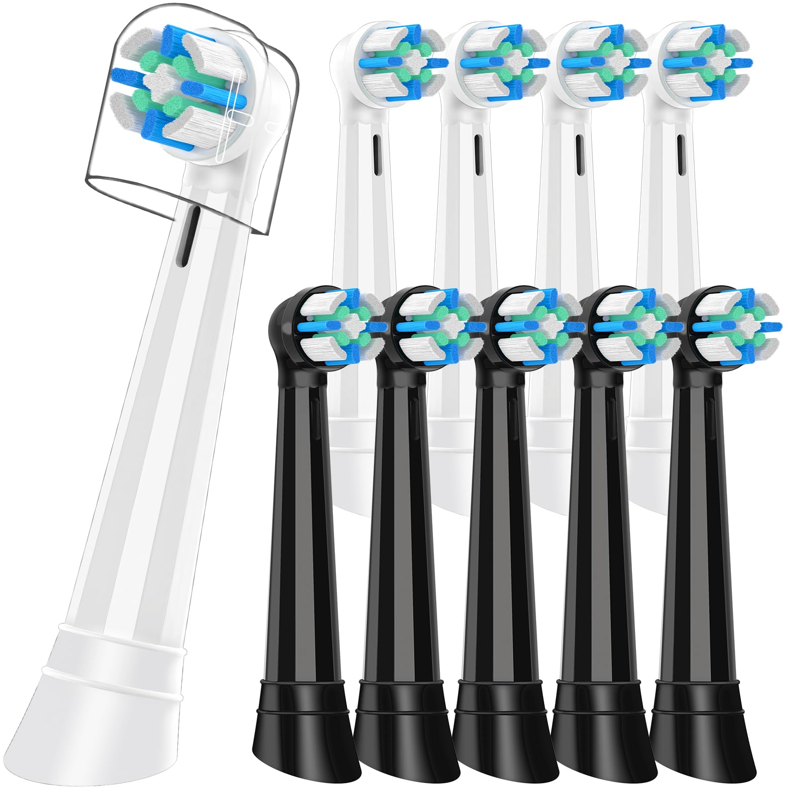 Photo 1 of 10 Pcs IO Replacement Heads Compatible with Oral B IO 2 3 4 5 6 7 8 9 10 Deep Clean Series, Brush Heads for Gum Care Compatible with Oral B IO (Black/White)