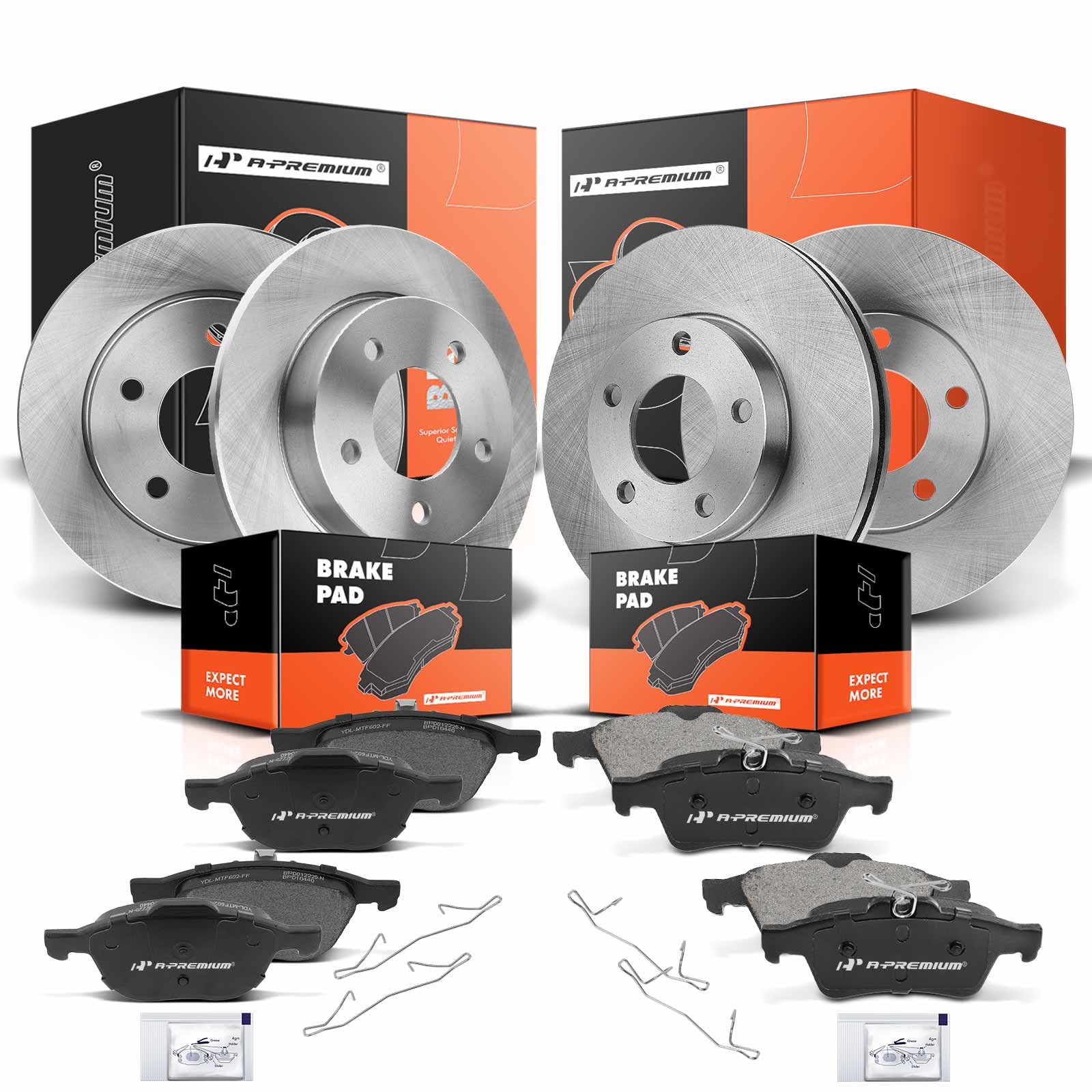 Photo 1 of A-Premium Front Vented & Rear Solid Disc Brake Rotors + Ceramic Pads Kit Compatible with Select Mazda Models - 3 2005 2006 2007 2008 2009 2010 2011 2012 2013, 12-PC Set