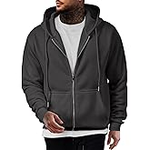 JMIERR Mens Full Zip Casual Cotton Hooded Fleece Drawstring Hoodies Pullover Sweatshirts Casual Long Sleeve Shirts