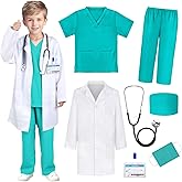 GIFTINBOX Doctor Costume for Kids Doctor Lab Coat for Kids Real Stethoscope, Girls Halloween Costumes for Kids age 3-11
