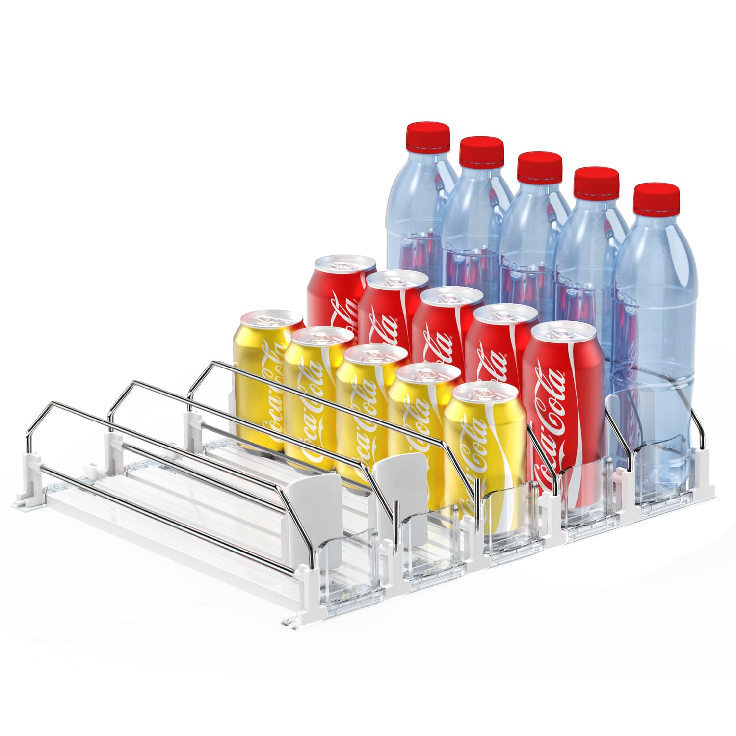 Photo 1 of *Damaged item/ all piece* AMLLLC Drink Dispenser for Fridge,Automatic Pusher Glide Soda Can Dispenser for Refrigerator and Adjustable Width - Storage 25 Cans