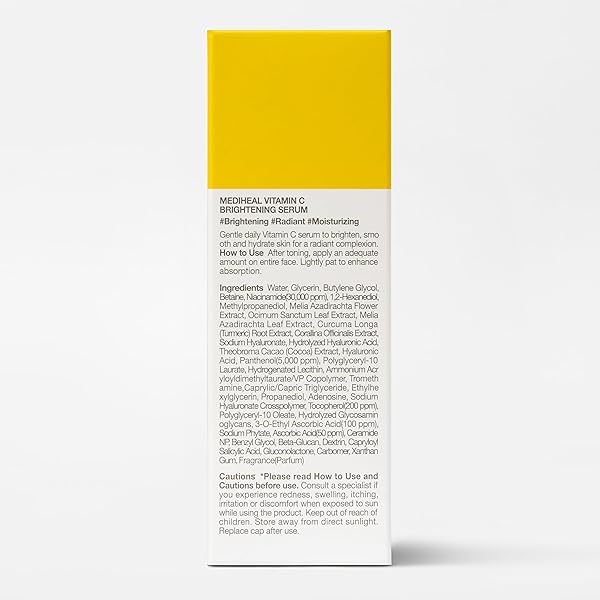 MEDIHEAL VITAMIN C BRIGHTENING SERUM (1.35 FL OZ, 1 PACK) – TONE-TEXTURE-GLOW CARE, MANAGE SKIN WITH VITAMIN C, NIACINAMIDE, HYALURONIC ACID