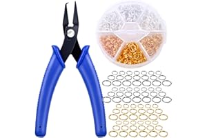 Split Rings for Jewelry Making, Caffox 700pcs Small Split Ring with Split Ring Pliers, Double Closed Jump Rings Craft Jump Loops Opener for Necklaces and Bracelets