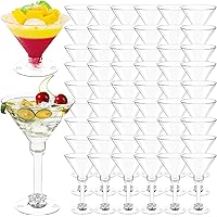WUWEOT 60 Pack Plastic Martini Glasses, 5 Oz Unbreakable Tall Cocktail Glasses, Reusable Appetizer Dessert Cups Drinkware for
