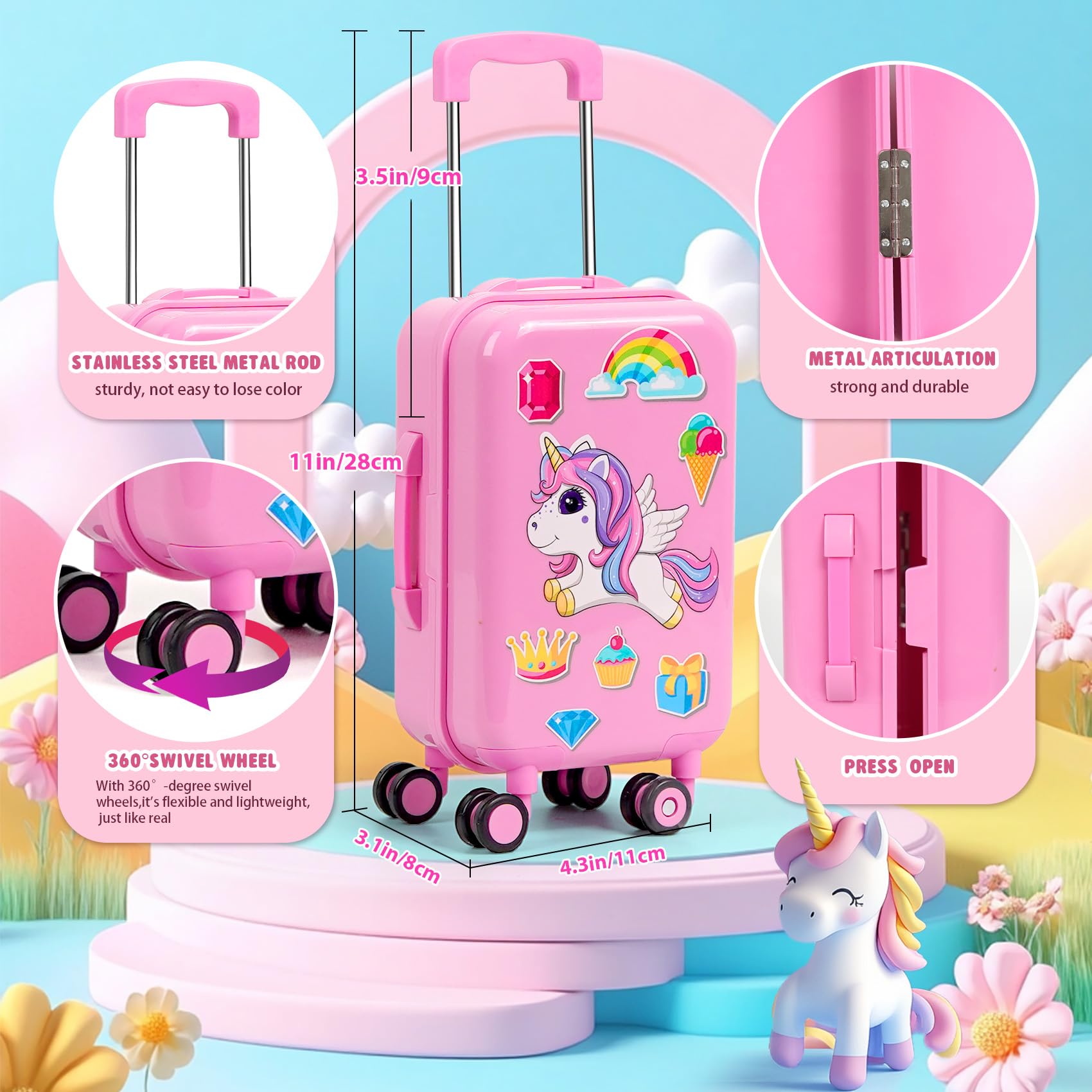 26 PCS American18 inch Doll Clothes and Accessories -Travel Suitcase Luggage, Clothes and Shoes, Bag, Sunglasses, Camera, Passport, Notebook, Phone, pad Travel Gear Play Set(No Doll)
