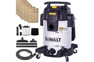 DEWALT 10 Gal Stealthsonic Shop Vacuum Wet and Dry, 5HP Heavy-Duty Stainless Steel Shop Vac, Ultra-Quiet with Complete Access