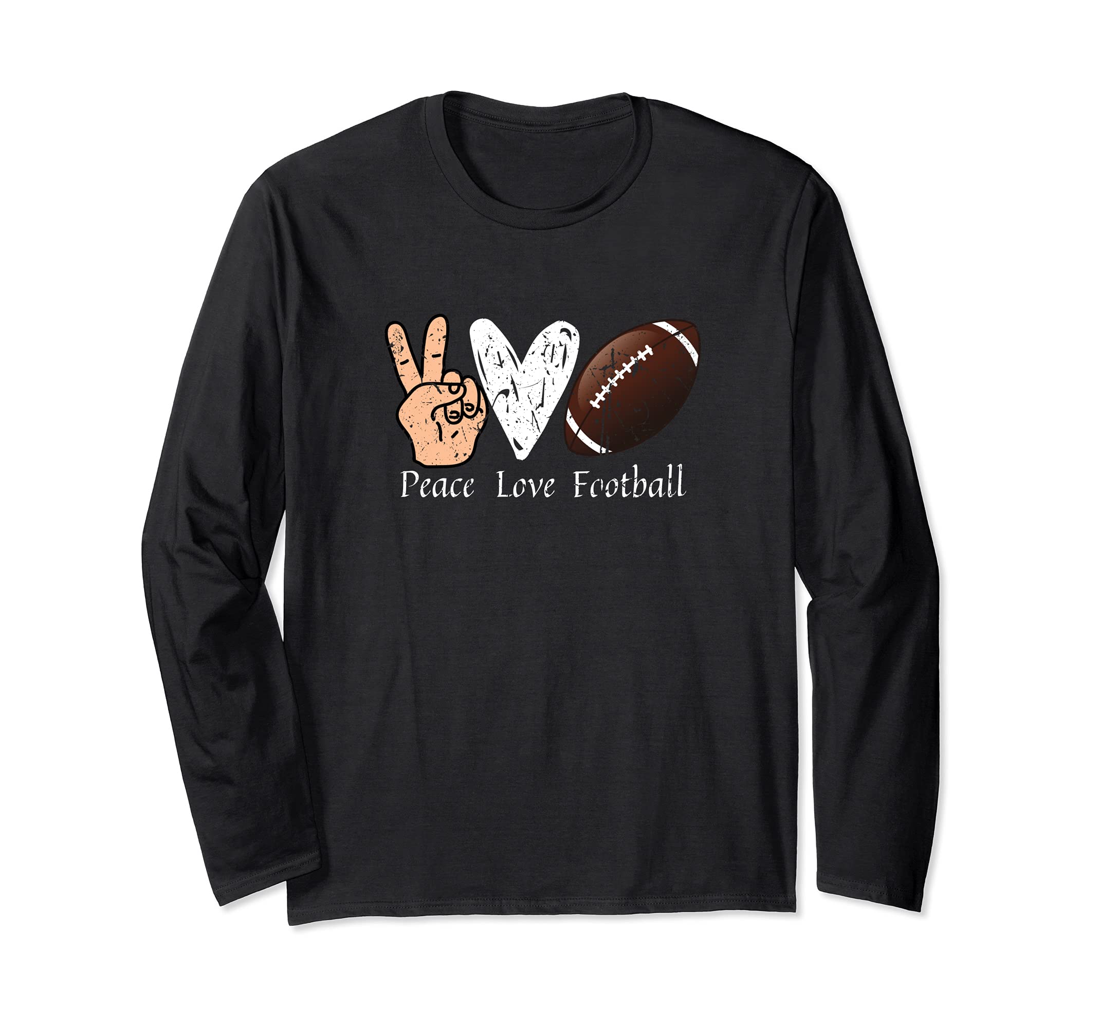 Sports Lover Peace Love Football Ball Design Football Long Sleeve T-Shirt