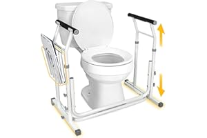 FSA/HSA Eligible, Vaunn Medical Bathroom Patented Height Adjustable Height Toilet Rail Grab Bar and Commode Safety Frame Handle