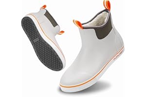 Furuian Men's Deck Boots with Fuzzy Lining Rubber Boots for Men Ankle Fishing Boots Mens Rain Boots Anti-slip Warm Winter Boots Watereproof Snow Boots for Fishing, Gardening, Outdoor