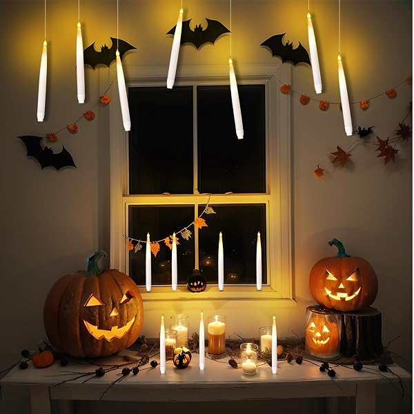 BAQULER 48 PACK LED WINDOW CANDLES WITH CLIPS, FLAMELESS 3D WICK BATTERY OPERATED CANDLE STICKS LED TAPER CANDLES SET FOR EASTER WEDDING WINDOW CHANDELIERS PARTY DECORATION