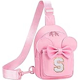 YONOOQ Birthday Gifts for 4 5 6 7 8 9 10 11 12 13 Year Old Girls Small Initial Sling Bag for Girls Fashion Waist Pack for Women Nylon Cute Crossbody Fanny Pack Pink S