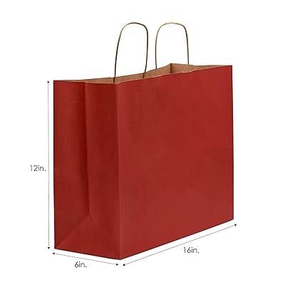 Download Buy Red Paper Bags With Handles 16x6x12 Inches 50 Pcs Paper Shopping Bags Bulk Gift Bags Kraft Party Favor Goody Take Out Merchandise Retail Bags Vogue Size Large Online In Indonesia B092531c3v