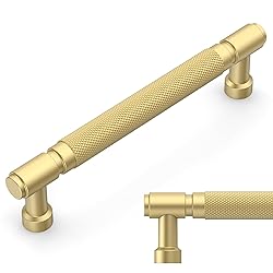 Amerdeco 10 Pack Brushed Gold knurled Cabinet Pulls