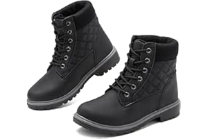 Adokoo Boots for Women Waterproof Fall Winter Ankle Boots Snow Black Combat Boots Lace Up Non Slip for Hiking Work