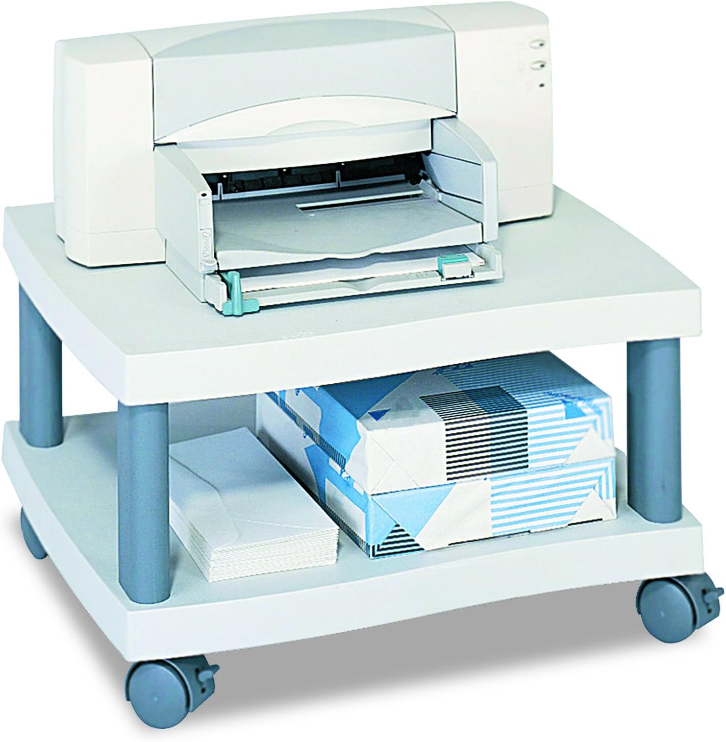 Safco Products Wave Underdesk Printer Stand , Gray Powder Coat Finish, Swivel Wheels for Mobility, 50 lb. Capacity: Furniture & Decor