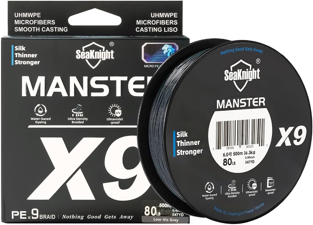Seaknight X9 9 Strands Braided Line 500m 17-80lb UV Saltwater Coated PE Braid