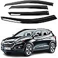 Fits for Hyundai Tucson 2009 2010 2011 2012 2013 2014 Safe Smoke Window Visor Sun Rain Vent Guard Vent Window Visor Side Window Deflector,4 Pcs Tape-on Thickened