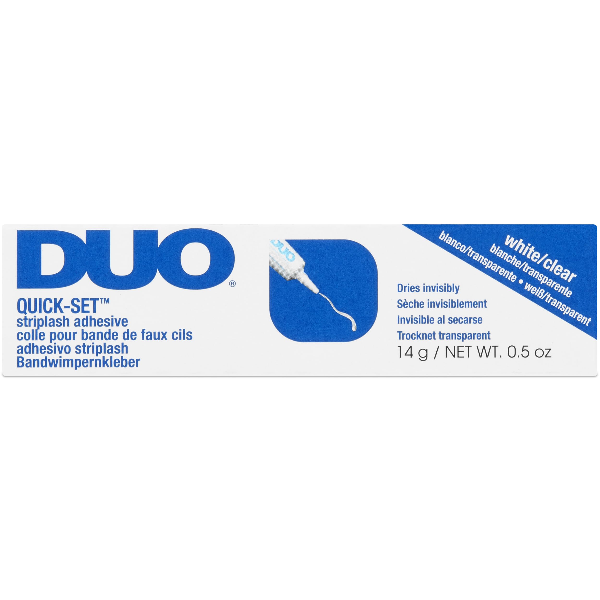 Duo Quick Set Clear Lash Glue, Striplash Adhesive, Latex Free, Rapid Dry, Easy Use, Dries Clear, False Eyelash Glue, Large Tube, 14 g, (Pack of 1)