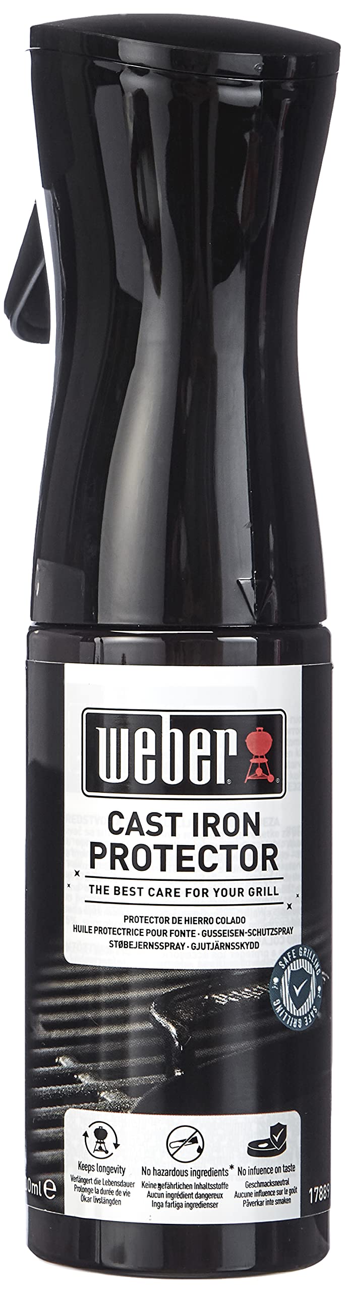 Weber Cast Iron Protection Spray 200ml, fine Mist Spray, Protects Grill Grates and other Cast Iron Elements from Rusting, Pollutant Free, Taste Neutral (17889)