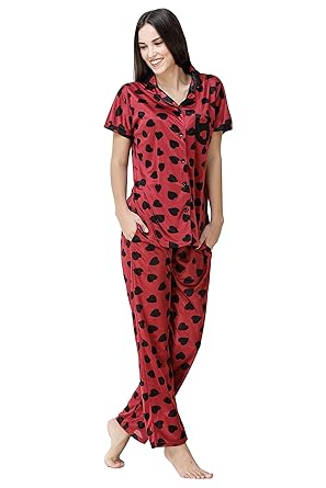 printed satin night suit