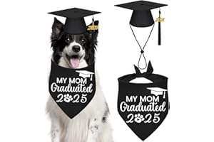 STMK Dog Graduation Cap Bandana, Graduation Dog Cap with 2025 Tassels Dog Graduation Outfits Gifts Graduation Bandana for Small Medium Large Dogs (Black, Cap & My Mom Graduated Bandana)