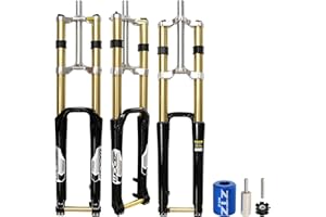 Exceedhub 29 Inch Mountain Bike Air Inverted Suspension Fork, Thru Axle 15 * 110mm Travel 200mm Double Crown MTB Manual Lockout, Rebound Adjustment Straight Tapered Disc Brake Bicycle Front Forks