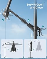 SONGMICS Cantilever Garden Parasol Umbrella 3m with Base Grey GPU118G01V1 view 6