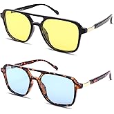 Hycredi Retro Aviator Sunglasses for Women Men, Trendy Square Sun Glasses, Vintage Rectangle Womens Shades