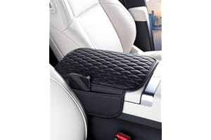 ESKONKE [Upgraded] Car Center Console Cover with 2 Storage Bags - Premium Nappa Leather Armrest Cover, Scratch & Wear Resistant, Waterproof Car Interior Accessories (Classic - Black)