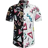 DOOPCCOR 90s Shirt 80s Shirts for Men 80s 90s Disco Retro Casual Button-Down Shirts 80s Mens Clothing