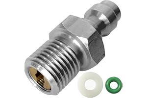 HMKUGO 8mm Quick-Disconnect Plug Adapter, Stainless Steel 1/8" BSPP Male Thread PCP Paintball Charging Fittings with Sealing O-Ring