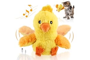 PETGEEK GiGwi Chirping Bird Cat Toys Realistic Bird Plush Toy - Perfect Melody Chaser Toys for Bored Indoor Adult Cats - Includes Hanging Loop for Cat Dancer (Chicken, Upgrade Flapping)