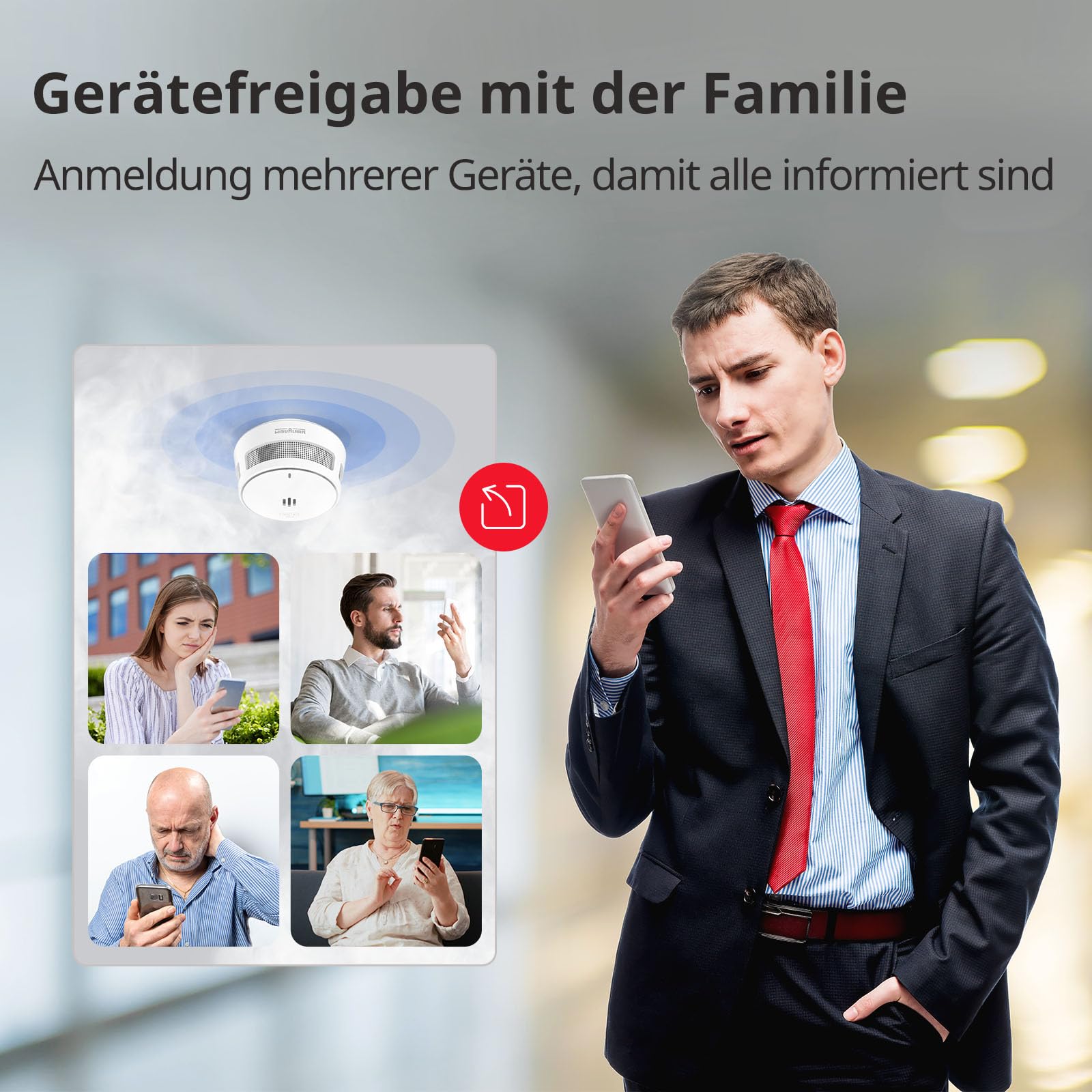 Rauchmelder Vernetzter mit Basisstation, Smart Home Brandmelder, WLAN-App-Steuerung, 10 Jahre Batterie Feuermelder (5*rauchmelder+1*Gateway) 6