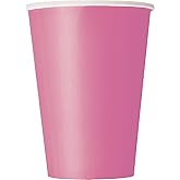 Plain Hot Pink Disposable Paper Cups - 12 oz, Pack of 10 - Ideal for Parties, Picnics, & All Occasions