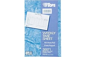 TOPS 30071 Weekly Employee Time Sheet, 8-1/2 X 5-1/2, 2 Pads/Pack, 100 Sheets Per Pad