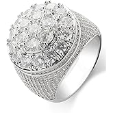 Edulex Iced Out Mens Pinky Ring - 18k Gold Plated Bling Hip Hop Cubic Zirconia Jewelry - Created Diamond Signet for Women Gifts