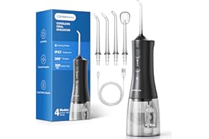 Operan Cordless Water Flossers for Teeth, 300ML Rechargeable Oral Irrigator with 4 Modes & 4 Nozzles, Portable Water Flossers