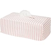 Fabric Tissue Box Cover, Tissue Holder Slipcover, Slips Over Rectangular Cardboard Facial Tissue Boxes -Decorative Pink Stripe Cotton Fabric, Made in USA