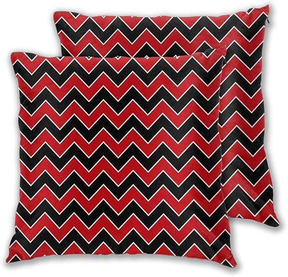 nonebrand Wisconsin Chevron rojo y negro Chevron funda de almohada con