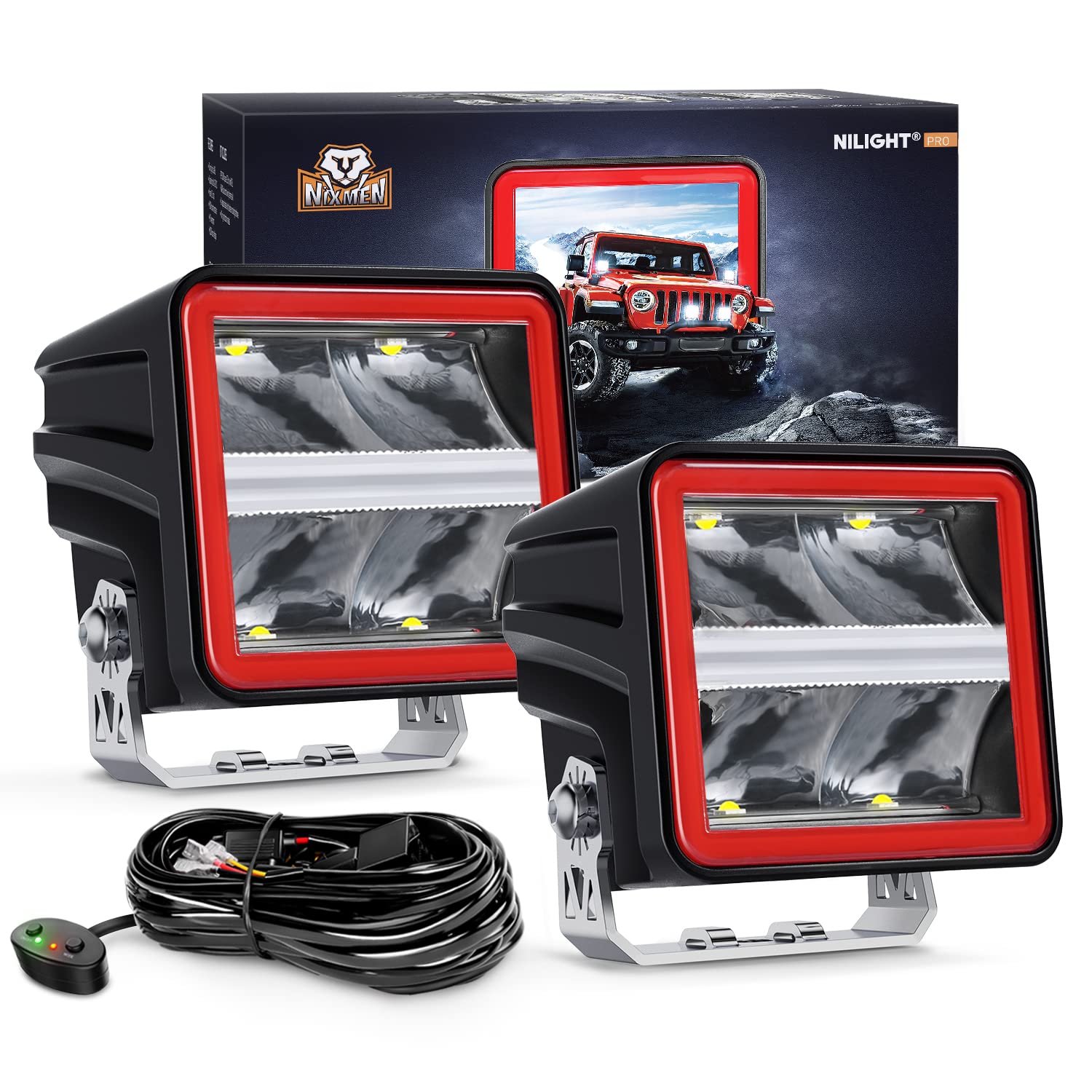 Photo 1 of Nilight 3 Inch Cube LED Pod Light Bar with DRL 20 W 2200LM 10° Super Spot Offroad Driving Lights w/ 16AWG Wiring Harness Kit for Jeep Truck UTV 4x4 ATV