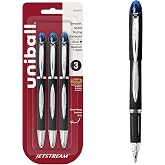 uniball&trade; Jetstream Ballpoint Pens, Medium Point (1.0mm), Blue, 3 Pack | Hybrid ink: gel smoothness with ballpoint quick-dry speed, smudge-resistant for left-handed writers, uni Super Ink protection