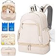 GDNasist Breast Pump Backpack Fit for Spectra S1 and S2 with Removable Cooler Compartment, Pumping Bag for Pump Accessories, Breast Pump Bag for Work, Travel and Family Use Beige