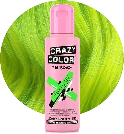 Crazy Color Toxic UV Neon Green Semi-Permanent Hair Dye 100ml Vegan
